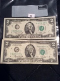 2-$2 1976 bills unc