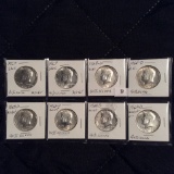 8 Kennedy Half Dollars UNC