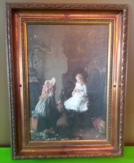 Victorian girls No signature oil on Canvas 22"T 17"W