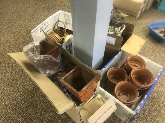 4 Boxes Of Planters, Floral Arranging Supplies