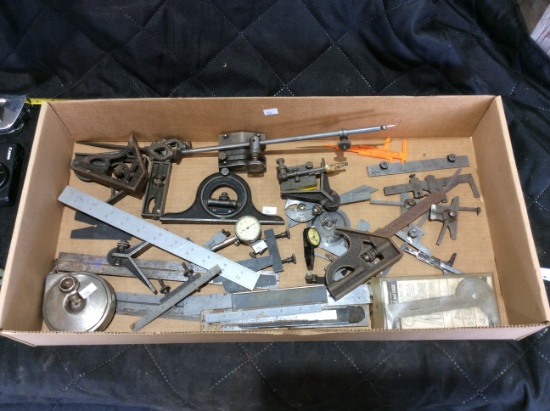 Box Lot of assorted Machinist Measuring Tools