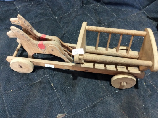 Wooden Childs Log Wagon Toy, Legs move when pushed