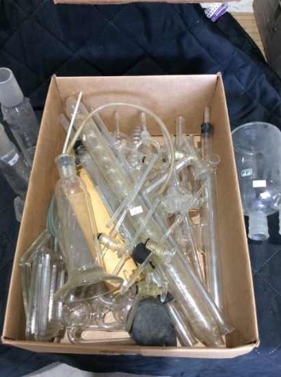 Box Lot of Assorted Scientific Glassware