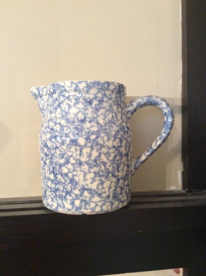 Blue Spongeware Pitcher