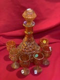 Imperial Marigold Imperial Grapes Decanter & Wine Glasses