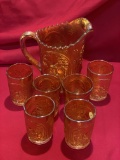 Imperial Marigold Windmill Pitcher & 4 Tumblers