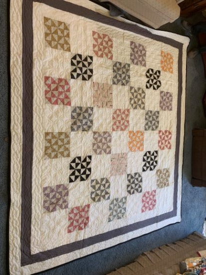 Patchwork King Size Quilt, 86x95 in. some stains