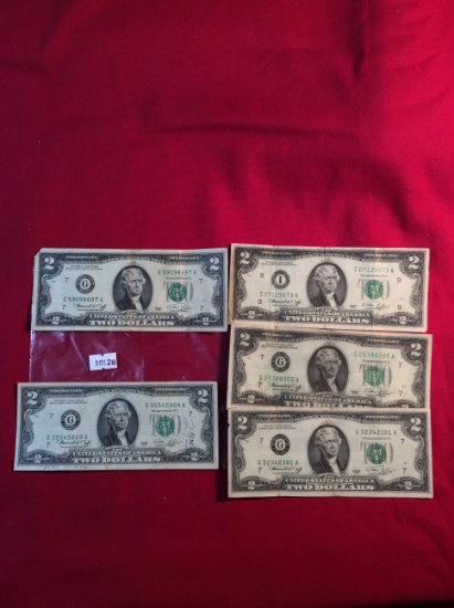 (5) 1976 $2 Bills