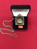 American Historic Society 1935 Buffalo Nickel Square Pocket Watch