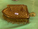 Amber Glass Covered Dish