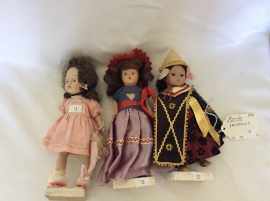 3 Madam Alexander Dolls 1978; Indovesia; 7"