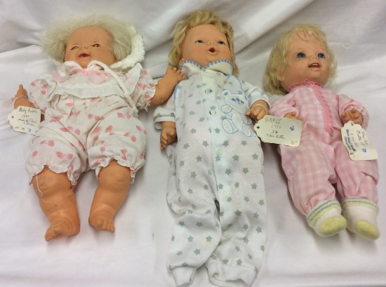 1989 Ideal Baby Bubbles Doll; 15", 1976 GMFGI Doll; 16", 1971 Mattel Tiny T