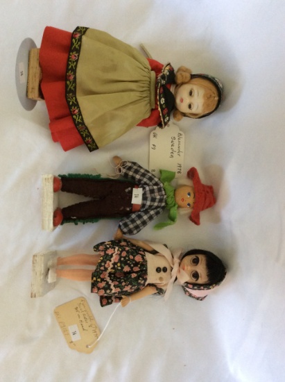 3 Vintage Dolls; 8"