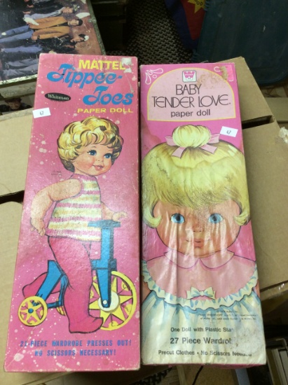 2 Vintage Paper Dolls in Boxes