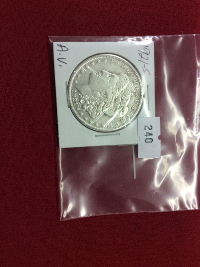 1921-S Morgan Silver Dollar, A.U.