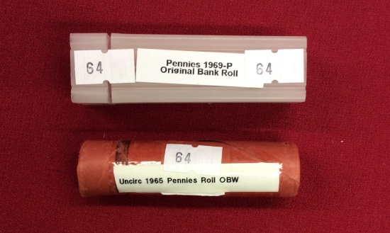 UNC Lincoln Penny Rolls 1965-P, 1969-P