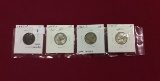 4 Jefferson Silver (Sil) War Nickels f-V.F., 1944-P, 1945-P, 1949-D, 1943-P