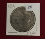 1881 Morgan Silver Dollar-F
