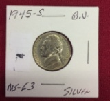 1945 S Silver War Nickel , B.U., MS-63