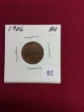 1906 Indian Head Penny, A.U., Very Nice