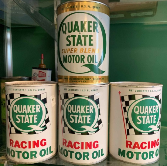Quaker State Oil Cans with Oil
