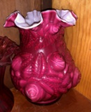 Ruffled Cranberry Vase