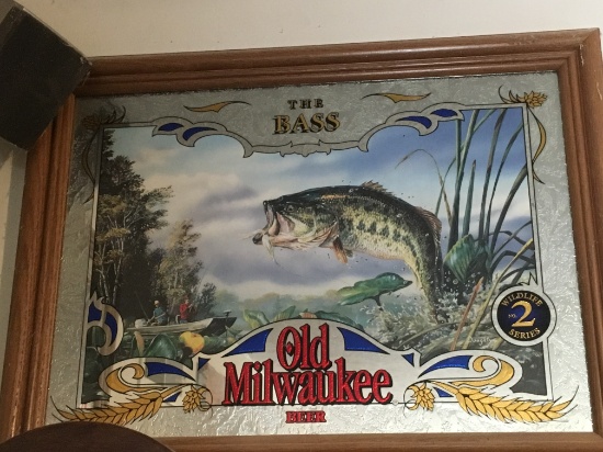 Framed Old Milwaukee Beer Wildlife Advertisement "The Bass"