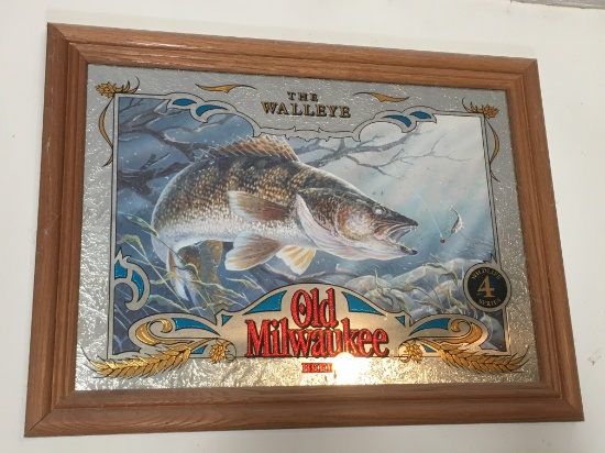 Framed Old Milwaukee Beer Wildlife Advertisement "The Walleye"