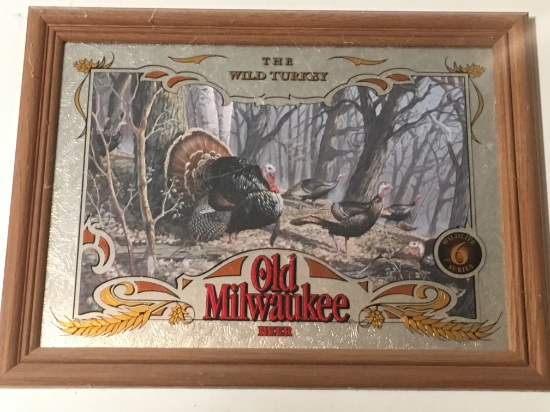Framed Old Milwaukee Beer Wildlife Advertisement "The Wild Turkey"