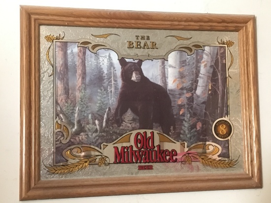 Framed Old Milwaukee Beer Wildlife Advertisement "The Bear"