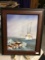 Framed Boat Paintings, Signed, 9x7.5 in.