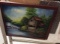 Framed Barn on River Painting, Signed, 15.5 x 19.5 in.
