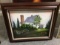 Framed White Home Painting, Signed 15.5 x 19.5 in.
