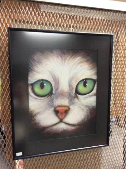 Framed Cat Piece 17x14 in.