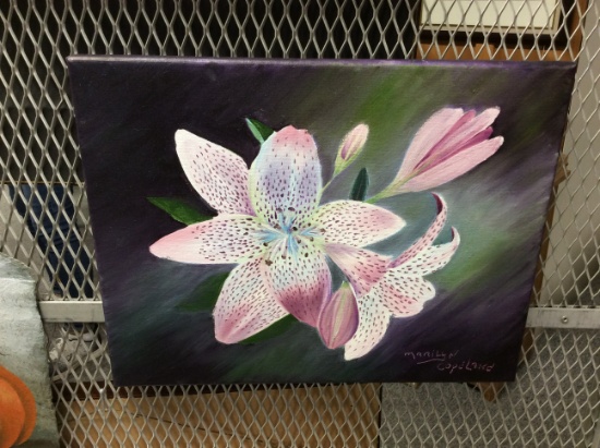 Stargazer Lillies on Canvis, Signed 11x14 in.