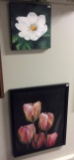 2 Floral Paintings, signed 10x10 in. & 19.5 x 15.5 in.