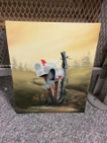 Mailboxes, Signed Painting 14x11 in.