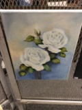 White Roses on Canvas, Signed 14x11 in.