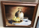 Framed Table Scene Painting, Signed 15.5 x 19.5 in.