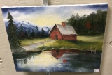 Barn with Reflection Painting 11 x 14 in.