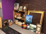 Assorted Art Pieces, Shelf & Large Frame, PICK UP ONLY