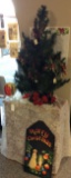 Christmas Tree with Christmas Art, Merry Christmas Slate & Pointsetta Egg P