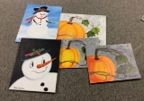 Holiday Scene Paintings, Signed