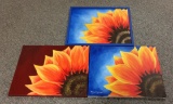 3 Sunflower Paintings, frame not attached