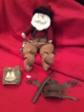 Stuffed Santa Cowboy and 2 Saddles