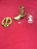Brass Cowboy Boot, Horseshoe Doorknocker, and The Lone ranger Cup