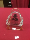 Hopalong Cassidy Glass Collectable with Metal Stand