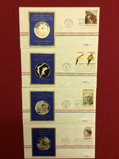 (3) 1976 Postmasters of America-Commemorative Issue Limited Edition Sterlin