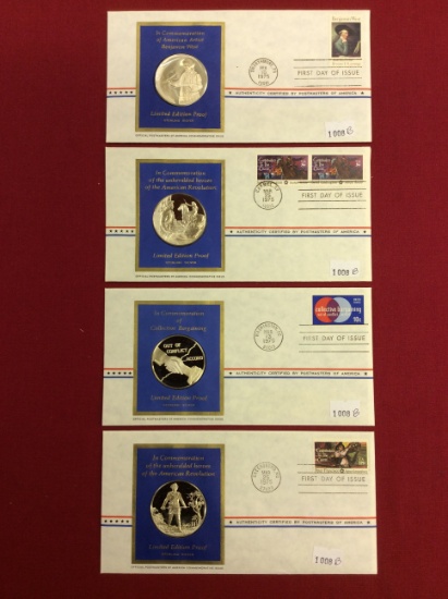 (4) 1975 Postmasters of America-Commemorative Issue Limited Edition Sterlin