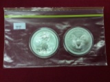 (2) Silver Eagle Dollars